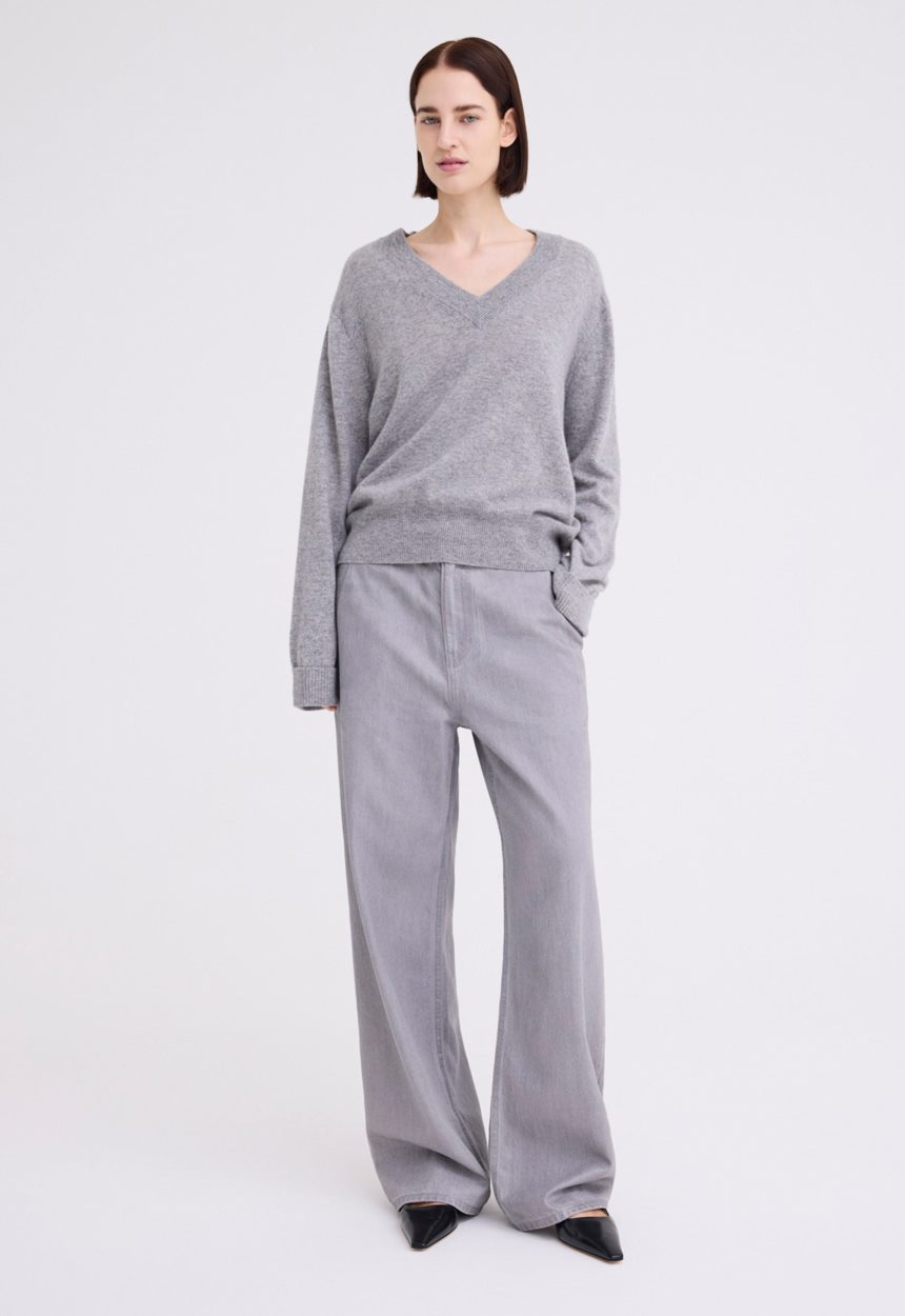 Jac + Jack Sharpo Cashmere Sweater - Mid Grey Marle